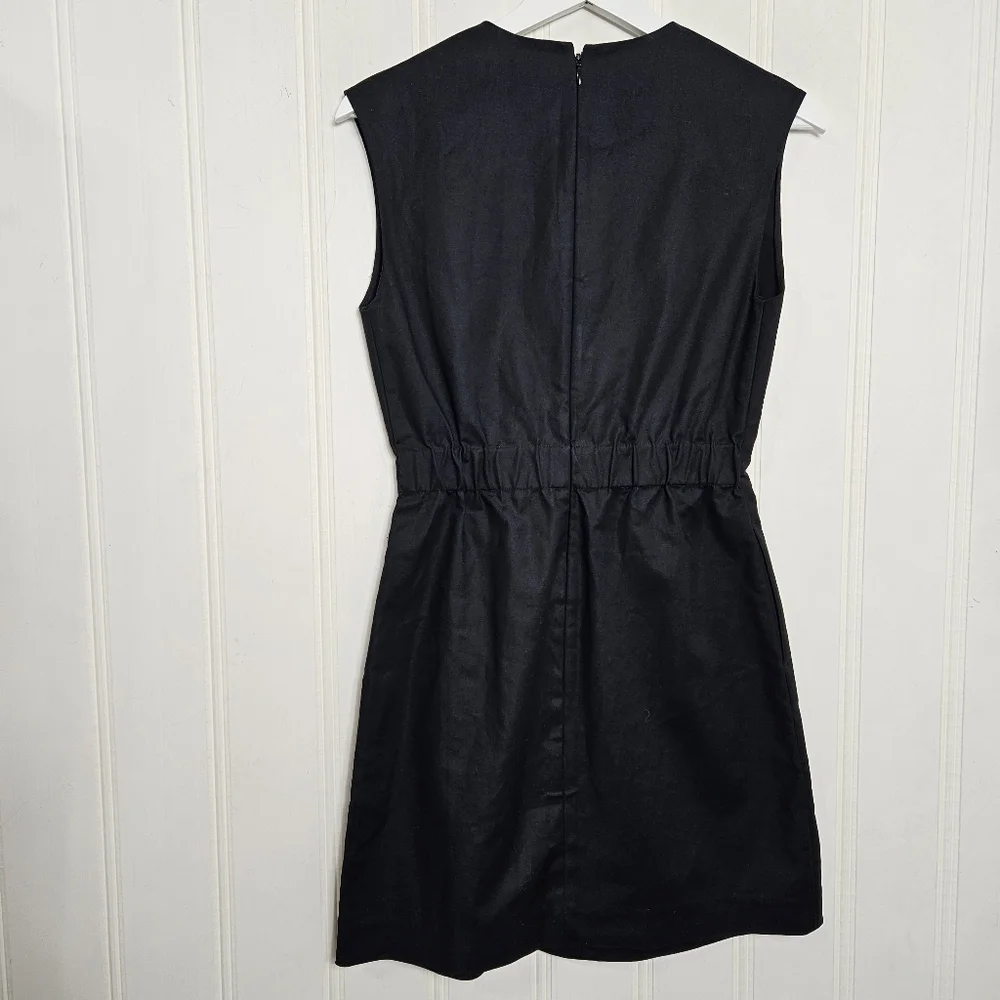 Everlane Black Fit Flare Dress Sleeveless Crew Neck Pockets Size 0 - Picture 6 of 12